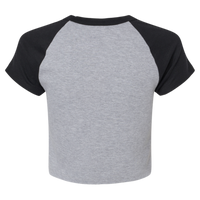 Bella + Canvas Women's Micro Rib Raglan Baby Tee, Athletic Heather / Black, Back view