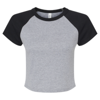 Bella + Canvas Women's Micro Rib Raglan Baby Tee, Athletic Heather / Black, Front view