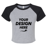 Bella + Canvas Women's Micro Rib Raglan Baby Tee, Athletic Heather / Black, Front view, Mockup