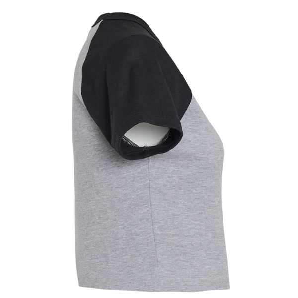 Bella + Canvas Women's Micro Rib Raglan Baby Tee, Athletic Heather / Black, Right Sleeve view