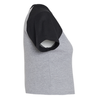 Bella + Canvas Women's Micro Rib Raglan Baby Tee, Athletic Heather / Black, Right Sleeve view