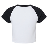 Bella + Canvas Women's Micro Rib Raglan Baby Tee, White / Black, Back view