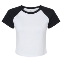 Bella + Canvas Women's Micro Rib Raglan Baby Tee, White / Black, Front view