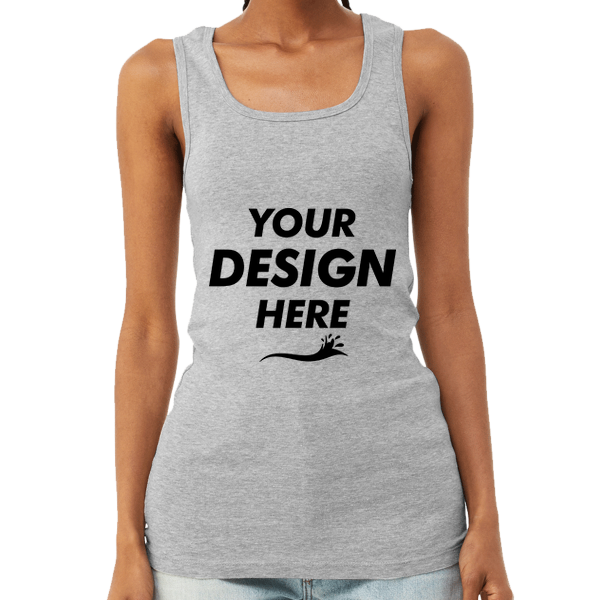 Bella + Canvas Women's Micro Rib Tank, Athletic Heather, Front view, Mockup