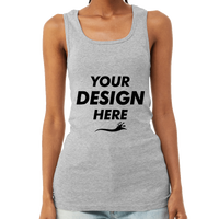 Bella + Canvas Women's Micro Rib Tank, Athletic Heather, Front view, Mockup