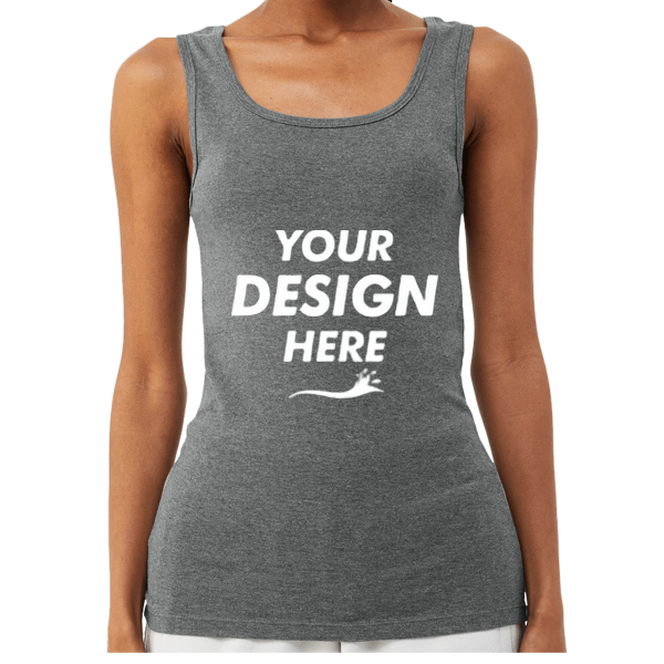 Bella + Canvas Women's Micro Rib Tank, Deep Heather, Front view, Mockup