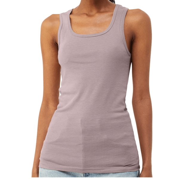 Bella + Canvas Women's Micro Rib Tank, Heather Pink Gravel, Front view