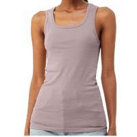 Bella + Canvas Women's Micro Rib Tank, Heather Pink Gravel, Front view