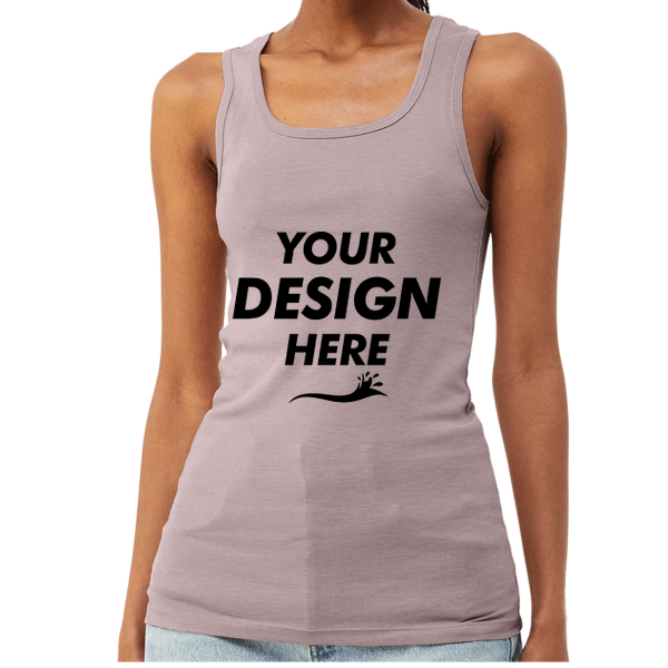 Bella + Canvas Women's Micro Rib Tank, Heather Pink Gravel, Front view, Mockup