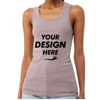 Bella + Canvas Women's Micro Rib Tank, Heather Pink Gravel, Front view, Mockup