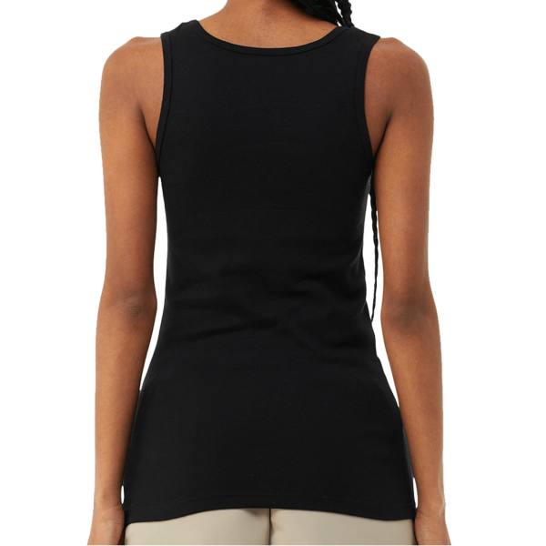 Bella + Canvas Women's Micro Rib Tank, Solid Black Blend, Back view