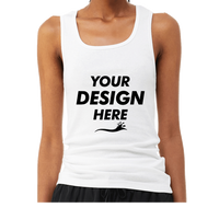 Bella + Canvas Women's Micro Rib Tank, Solid White Blend, Front view, Mockup