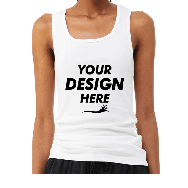 Bella + Canvas Women's Micro Rib Tank, Solid White Blend, Front view, Mockup