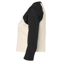 Bella + Canvas Women's Micro Rib Three-Quarter Raglan Sleeve Baby Tee, Natural / Black, Left Sleeve view