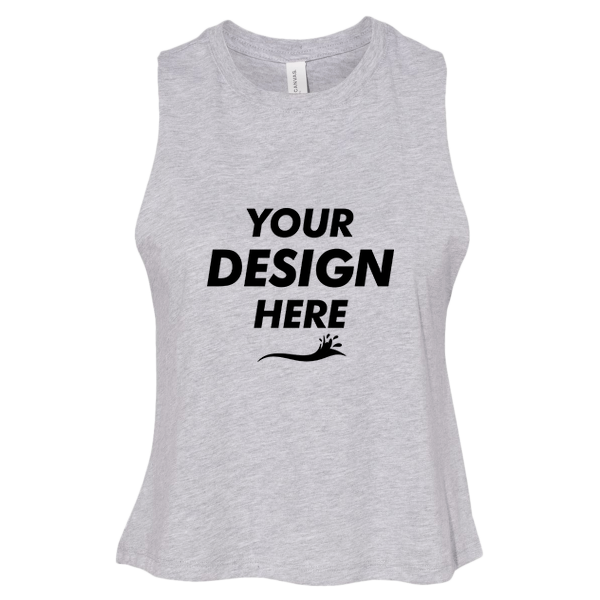 Bella + Canvas Women's Racerback Crop Tank, Athletic Heather, Front view, Mockup
