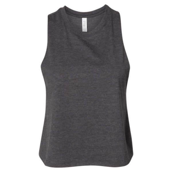 Bella + Canvas Women's Racerback Crop Tank, Dark Grey Heather, Front view