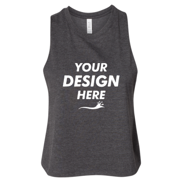 Bella + Canvas Women's Racerback Crop Tank, Dark Grey Heather, Front view, Mockup