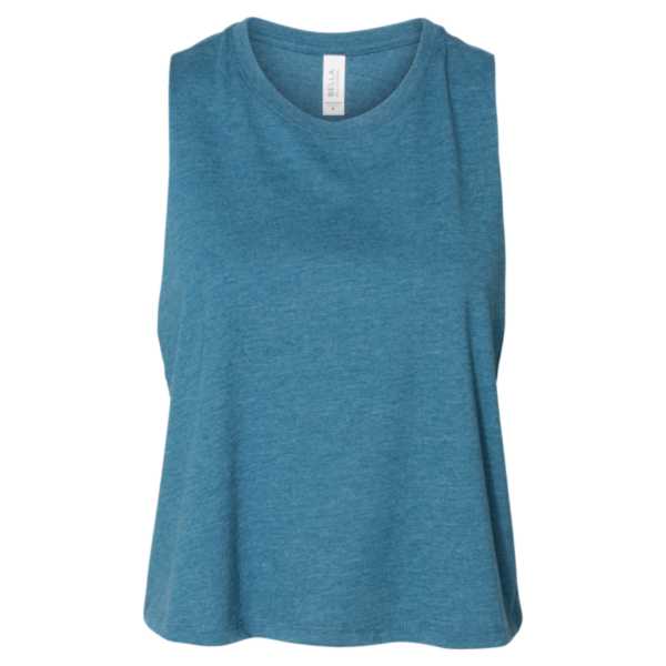 Bella + Canvas Women's Racerback Crop Tank, Heather Deep Teal, Front view