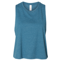 Bella + Canvas Women's Racerback Crop Tank, Heather Deep Teal, Front view