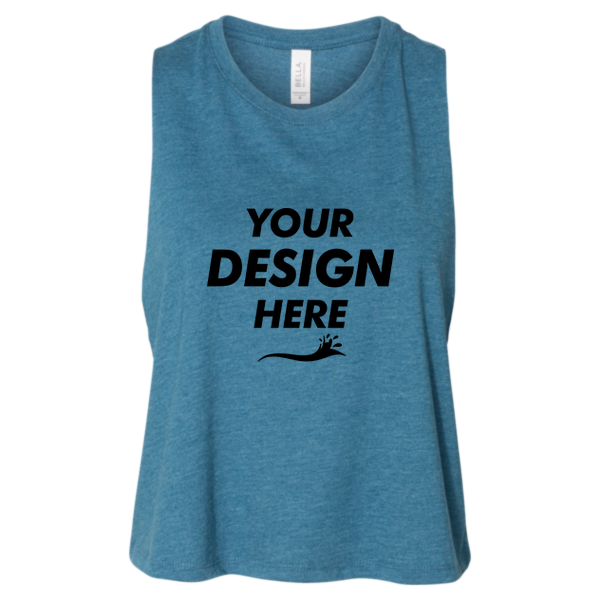 Bella + Canvas Women's Racerback Crop Tank, Heather Deep Teal, Front view, Mockup