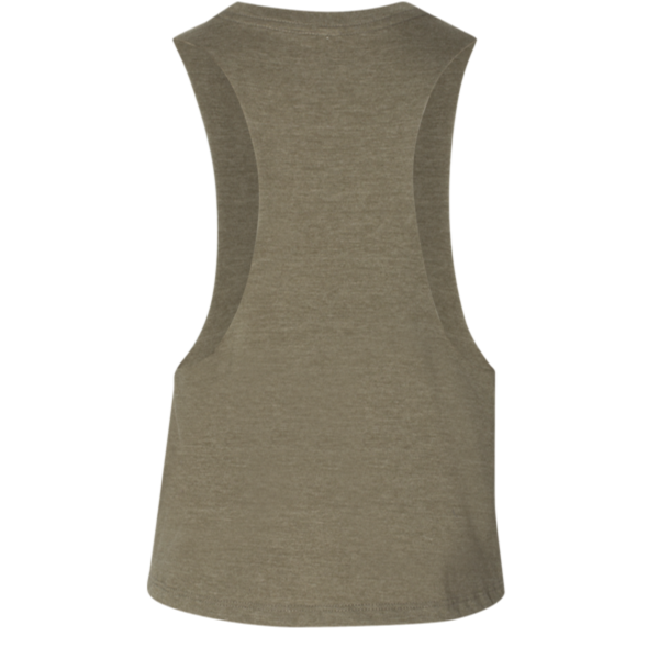 Bella + Canvas Women's Racerback Crop Tank, Heather Olive, Back view