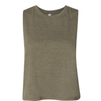 Bella + Canvas Women's Racerback Crop Tank, Heather Olive, Front view