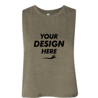 Bella + Canvas Women's Racerback Crop Tank, Heather Olive, Front view, Mockup