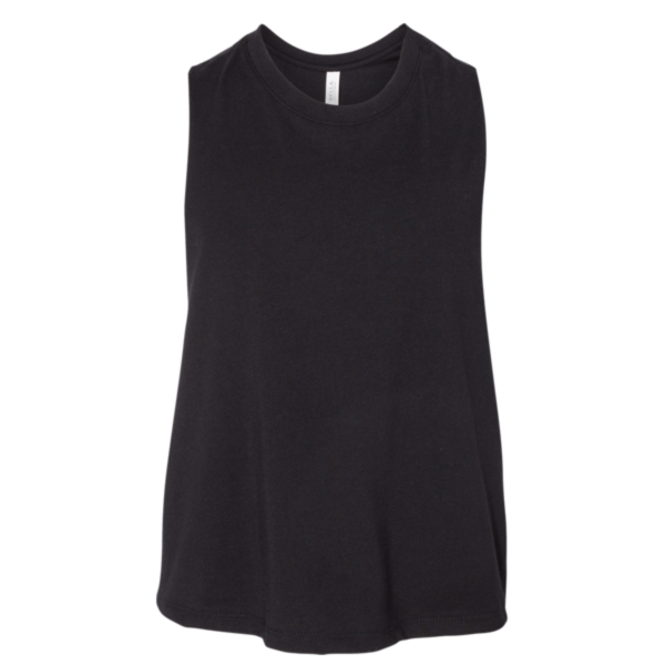 Bella + Canvas Women's Racerback Crop Tank, Solid Black Blend, Front view