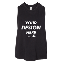 Bella + Canvas Women's Racerback Crop Tank, Solid Black Blend, Front view, Mockup