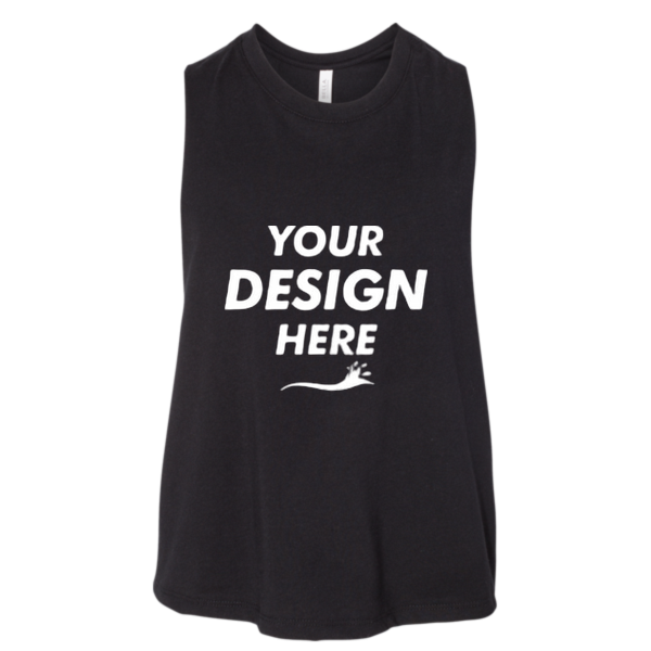 Bella + Canvas Women's Racerback Crop Tank, Solid Black Blend, Front view, Mockup