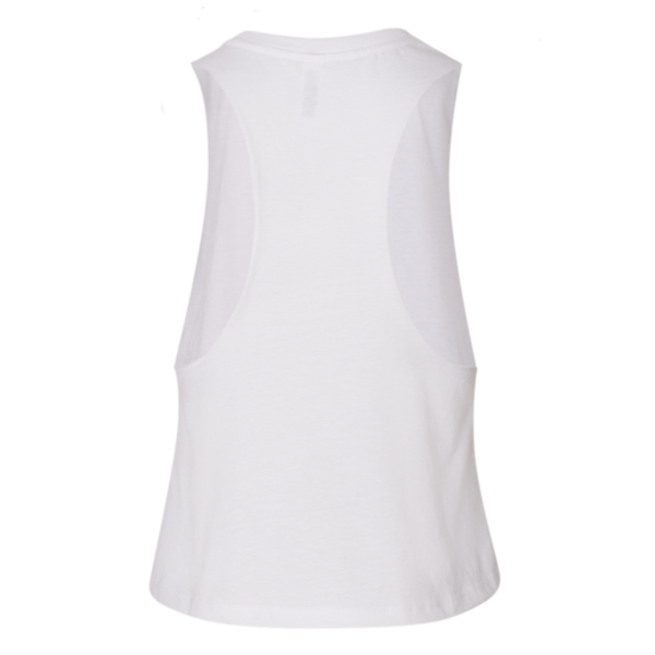 Bella + Canvas Women's Racerback Crop Tank, Solid White Blend, Back view