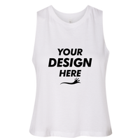Bella + Canvas Women's Racerback Crop Tank, Solid White Blend, Front view, Mockup