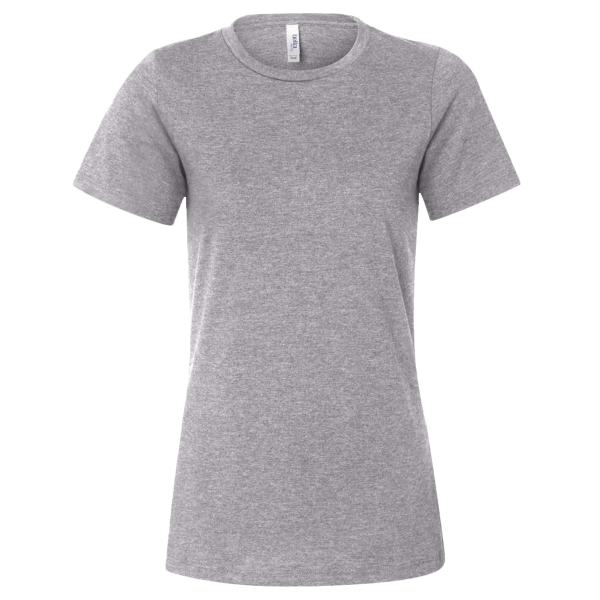Bella + Canvas Women’s Relaxed Fit Heather CVC Tee, Athletic Heather, Front view
