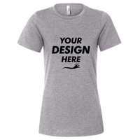Bella + Canvas Women’s Relaxed Fit Heather CVC Tee, Athletic Heather, Front view, Mockup