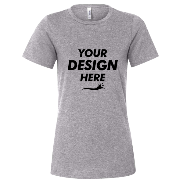 Bella + Canvas Women’s Relaxed Fit Heather CVC Tee, Athletic Heather, Front view, Mockup