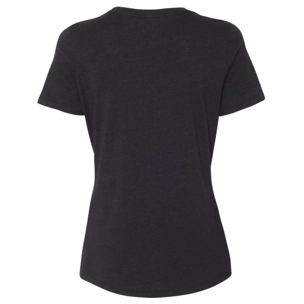 Bella + Canvas Women’s Relaxed Fit Heather CVC Tee, Black Heather, Back view