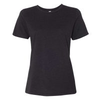 Bella + Canvas Women’s Relaxed Fit Heather CVC Tee, Black Heather, Front view