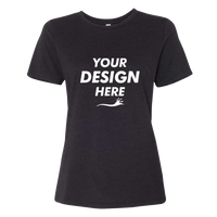 Bella + Canvas Women’s Relaxed Fit Heather CVC Tee, Black Heather, Front view, Mockup