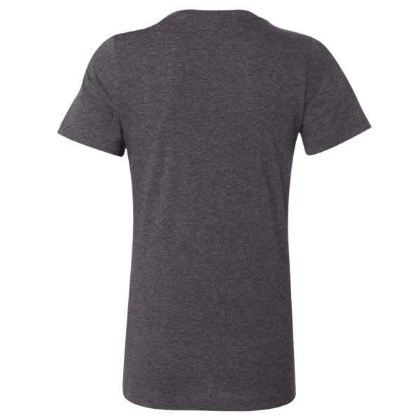 Bella + Canvas Women’s Relaxed Fit Heather CVC Tee, Dark Grey Heather, Back view