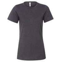 Bella + Canvas Women’s Relaxed Fit Heather CVC Tee, Dark Grey Heather, Front view