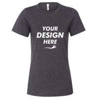 Bella + Canvas Women’s Relaxed Fit Heather CVC Tee, Dark Grey Heather, Front view, Mockup