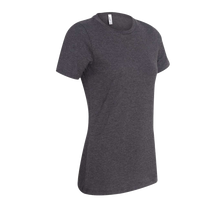 Bella + Canvas Women’s Relaxed Fit Heather CVC Tee, Dark Grey Heather, Right Sleeve view
