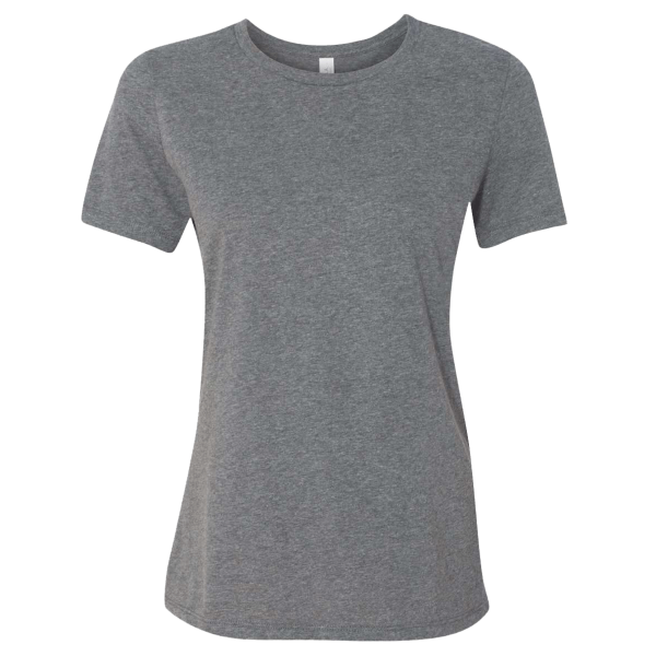 Bella + Canvas Women’s Relaxed Fit Heather CVC Tee, Deep Heather, Front view