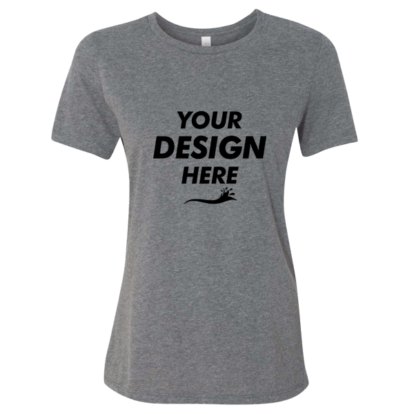 Bella + Canvas Women’s Relaxed Fit Heather CVC Tee, Deep Heather, Front view, Mockup