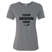 Bella + Canvas Women’s Relaxed Fit Heather CVC Tee, Deep Heather, Front view, Mockup