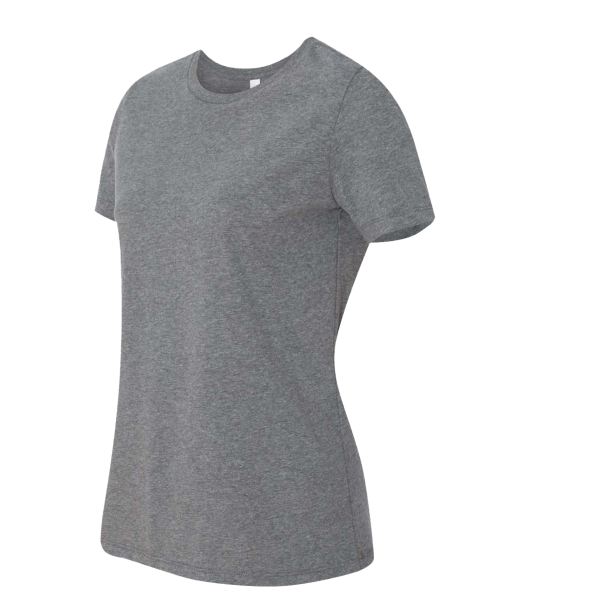 Bella + Canvas Women’s Relaxed Fit Heather CVC Tee, Deep Heather, Left Sleeve view