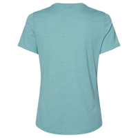 Bella + Canvas Women’s Relaxed Fit Heather CVC Tee, Heather Blue Lagoon, Back view