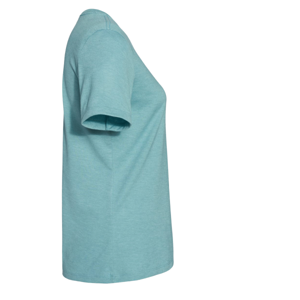 Bella + Canvas Women’s Relaxed Fit Heather CVC Tee, Heather Blue Lagoon, Right Sleeve view