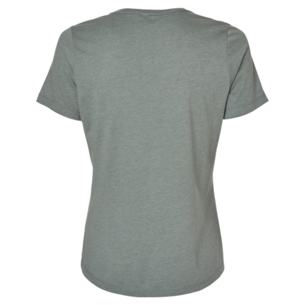 Bella + Canvas Women’s Relaxed Fit Heather CVC Tee, Heather Blue Storm, Back view