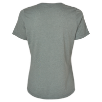 Bella + Canvas Women’s Relaxed Fit Heather CVC Tee, Heather Blue Storm, Back view